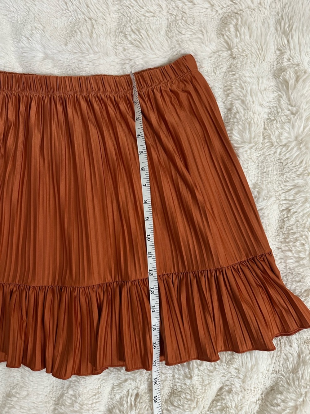 Zara Pleated Ruffle Mini Skirt in Rust Terracotta Size Large - Picture 5 of 6
